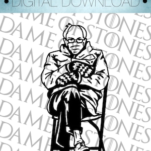 Bernie Meme fond transparent PNG image numérique télécharger Cricut fichier coupé.
