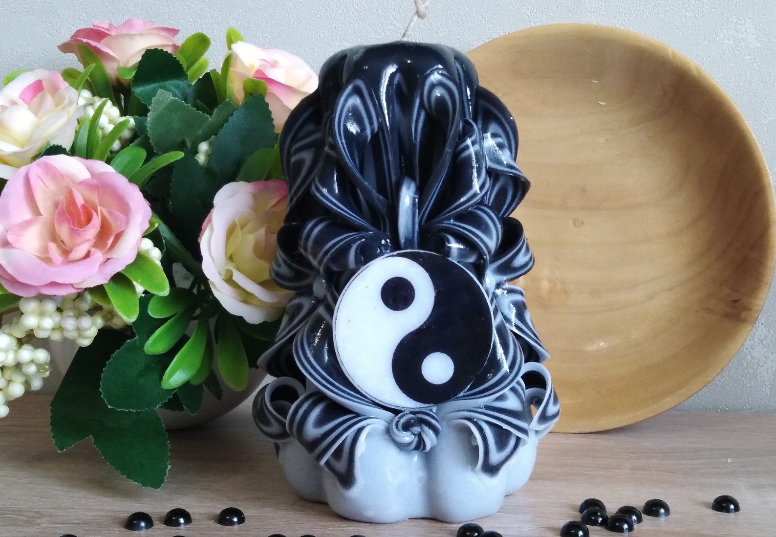 Yin Yang Carved Candles. Black and White Candles for Etsy