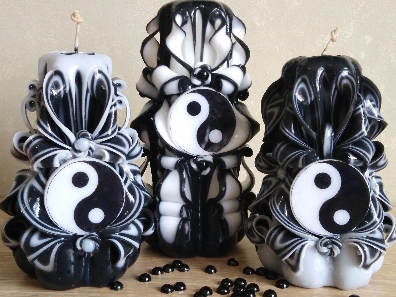 Yin Yang Carved Candles. Black and White Candles for Etsy