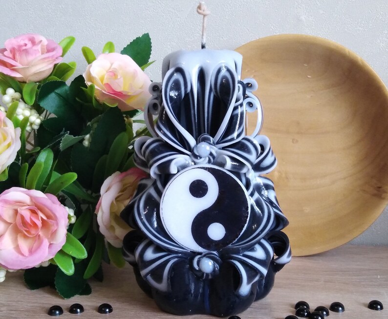 Yin Yang Carved Candles. Black and White Candles for Etsy