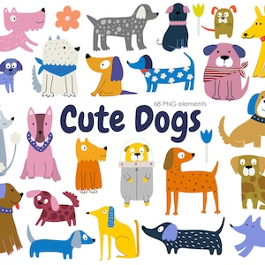 Süßer Hund Clipart, Hund Clipart Bundle, Hund Party Clipart, Hund Pflege Clipart, digitale Clipart, Tier Clipart, lustige niedliche Hund Clipart, PNG.