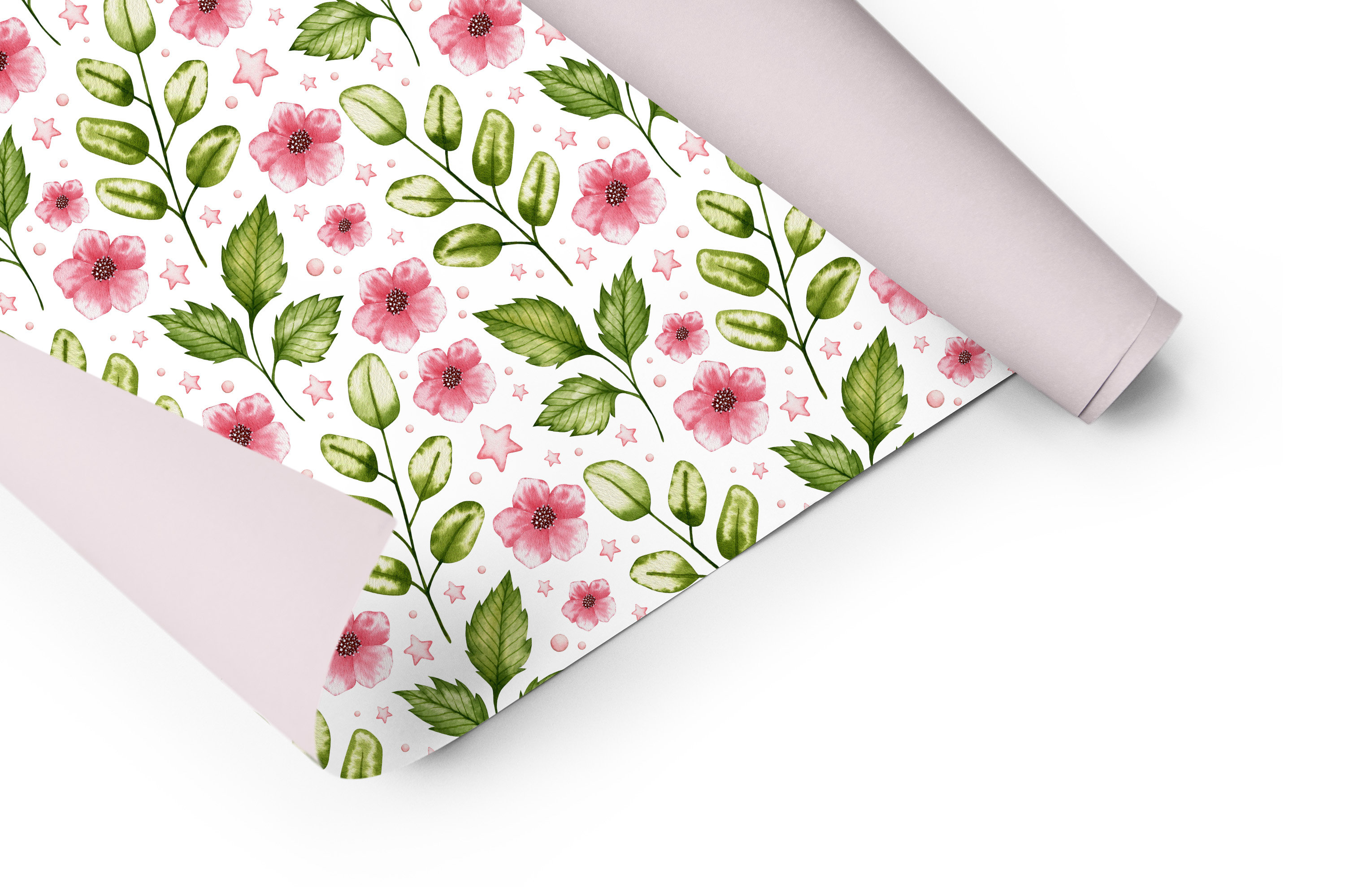 Pink Roses Pattern Paper Watercolor Pink Roses Seamless Patterns: Boho Floral Paper (digital ...