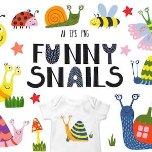 Caracol Clipart, PNG, EPS, caracoles de jardín, vector, paquete de caracoles, imágenes digitales, diseño de sublimación, caracol lindo, pegatinas de caracoles, ilustración.