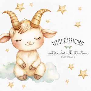 Aquarel Steenbok clipart, aquarel clipart, kleine Steenbok, Steenbok png, aquarel ruimte, Steenbok dierenriem, astrologie clipart.