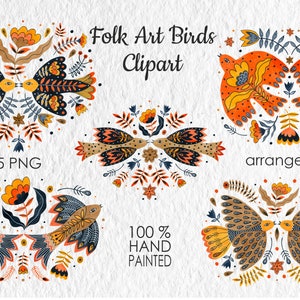 Volkskunst clipart, vogels clipart boeketten, volkskunst vogels boeketten, volkskunst aquarel graphics, aquarel volkskunst, Instant download