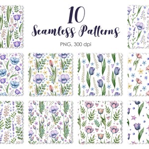 Watercolor Tulips Seamless Patterns Tulip Digital Paper Pack - Etsy