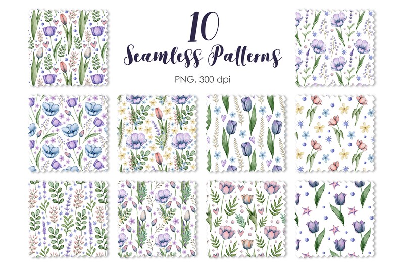Watercolor Tulips Seamless Patterns Tulip Digital Paper Pack - Etsy