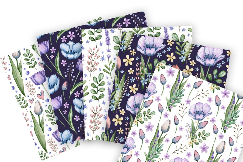 Watercolor Tulips Seamless Patterns Tulip Digital Paper Pack - Etsy