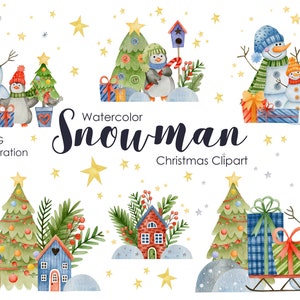 Aquarell Schneemann einzigartige Illustration, Winterbilder, Schneemann-Weihnachtsgrafik, handgemalte Aquarell-Weihnachtskompositionen, PNG,
