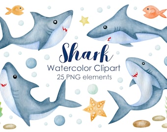 Cute Shark Clipart Etsy Cute Shark Clipart Etsy