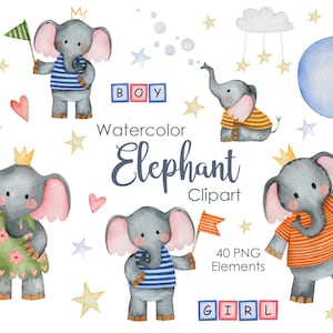 Watercolor Elephants clipart, Watercolor animals, Baby shower,Elephant Babies,Nursery,African,kids clip art,birthday party PNG,Cute Elephant