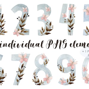 Aquarell Blau, Zahlen Clipart, Zahlen Clipart, digitales Bild, Dateien zum sofortigen Download, hohe Auflösung, Geburtstag Clipart