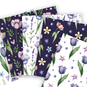 Watercolor Tulips Seamless Patterns Tulip Digital Paper Pack - Etsy