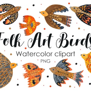Volkskunst clipart, vogels clipart, clip art vogels, clipart aquarel, aquarel graphics, aquarel volkskunst, vogel illustraties, volkskunst bloemen