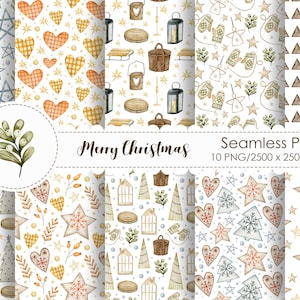 Watercolor Christmas Patterns: Scandinavian Digital Paper (Digital Download)