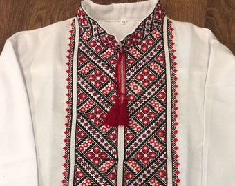 Modern handmade embroidered men's shirt. Handmade shirt for man. Enhno folk man's shirt. Gift for him man. Ukrainian white shirt. Vyshyvanka