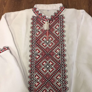 Modern Handmade Embroidered Men&#39;s Shirt. Handmade White Shirt For Man. Enhno Folk Shirt. Gift for Him Man. Ukrainian White Shirt. Vyshyvanka