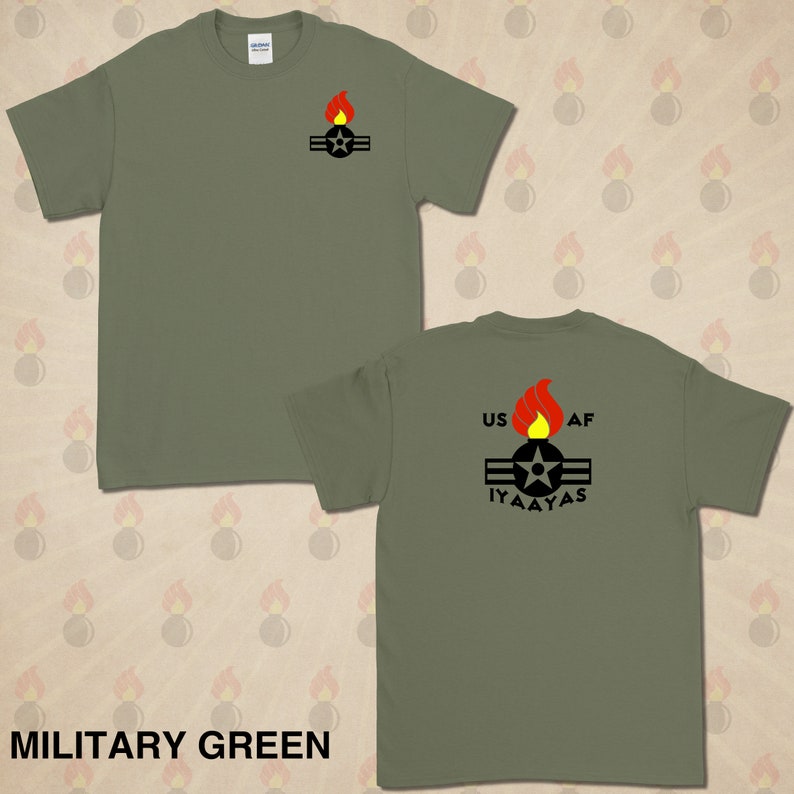 AMMO Retro Air Corp Short Sleeve T-Shirt Gildan 100% Cotton 10 Colors to Choose From Military Green