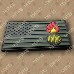 Patch 2.25" X 4" AMMO U.S. Flag PVC