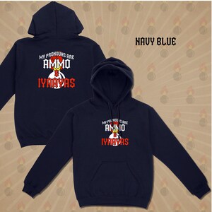 My AMMO Pronouns Gildan Hoodie Pull Over 50/50 Cotton Polyester 4 Colors to Choose From Navy Blue