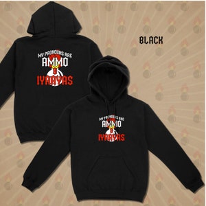 My AMMO Pronouns Gildan Hoodie Pull Over 50/50 Cotton Polyester 4 Colors to Choose From Black