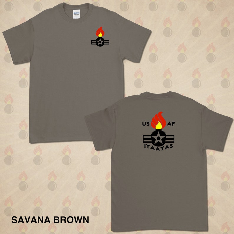 AMMO Retro Air Corp Short Sleeve T-Shirt Gildan 100% Cotton 10 Colors to Choose From Brown Savana