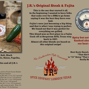 Spices - J.R.&#39;s Original Steak & Fajita Seasoning