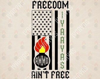 US Flag - AMMO Freedom Ain't Free IYAAYAS - Long Sleeve T-Shirt Gildan 100% Cotton - 9 Colors to Choose From