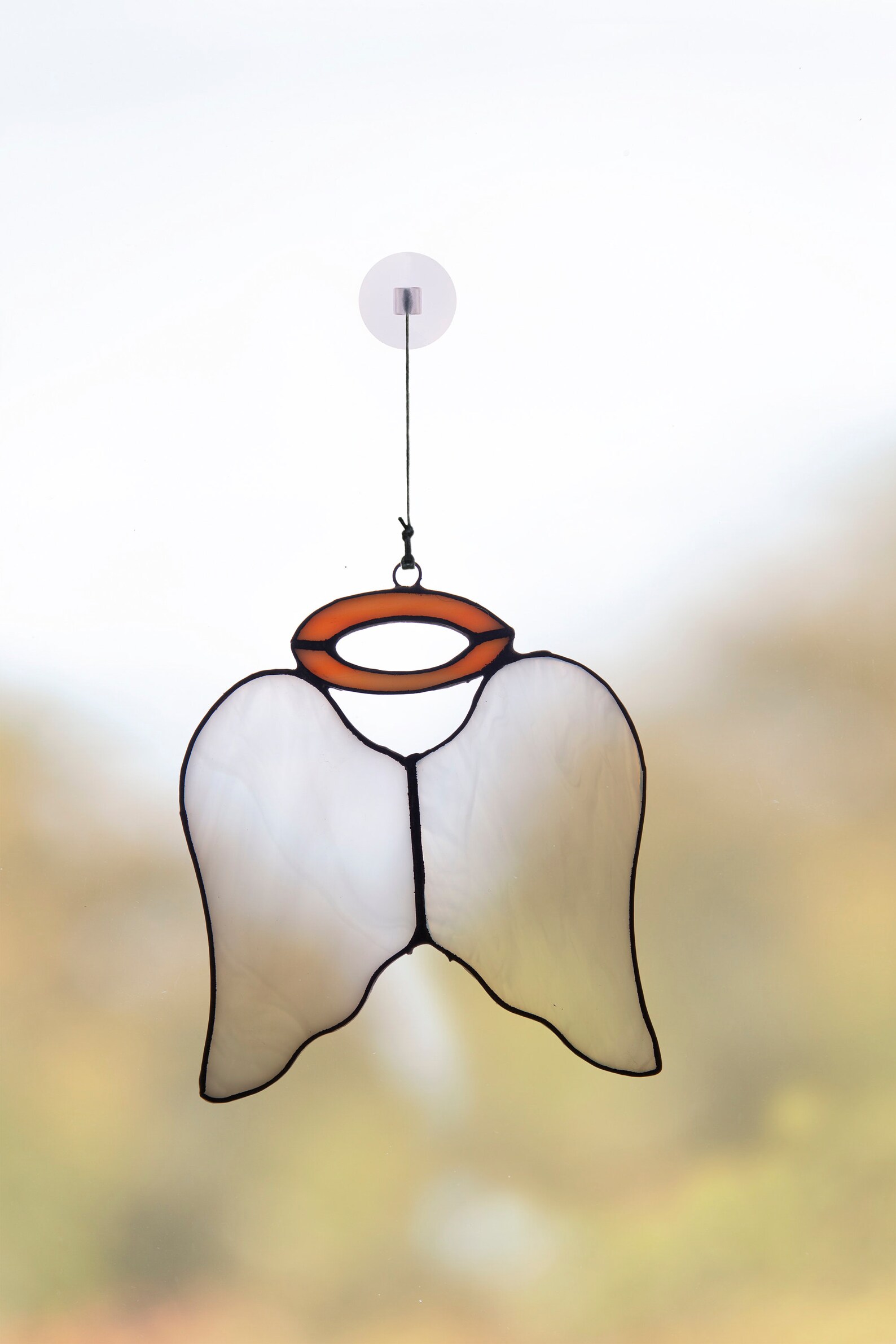 Stained Glass White Angel Wings Suncatcher Guardian Angel Etsy