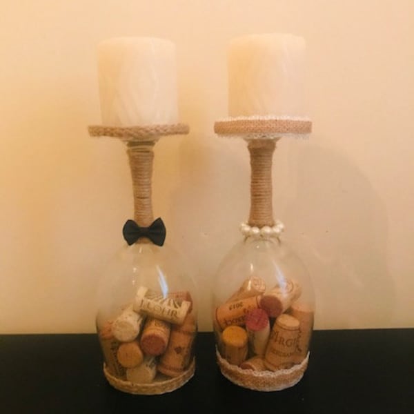 Wine Glass Candles Etsy
