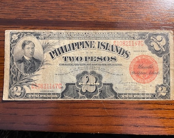 1929 Philippines Treasury Certificate 2 Pesos Murphy Lagdameo Signatures Fine Condition