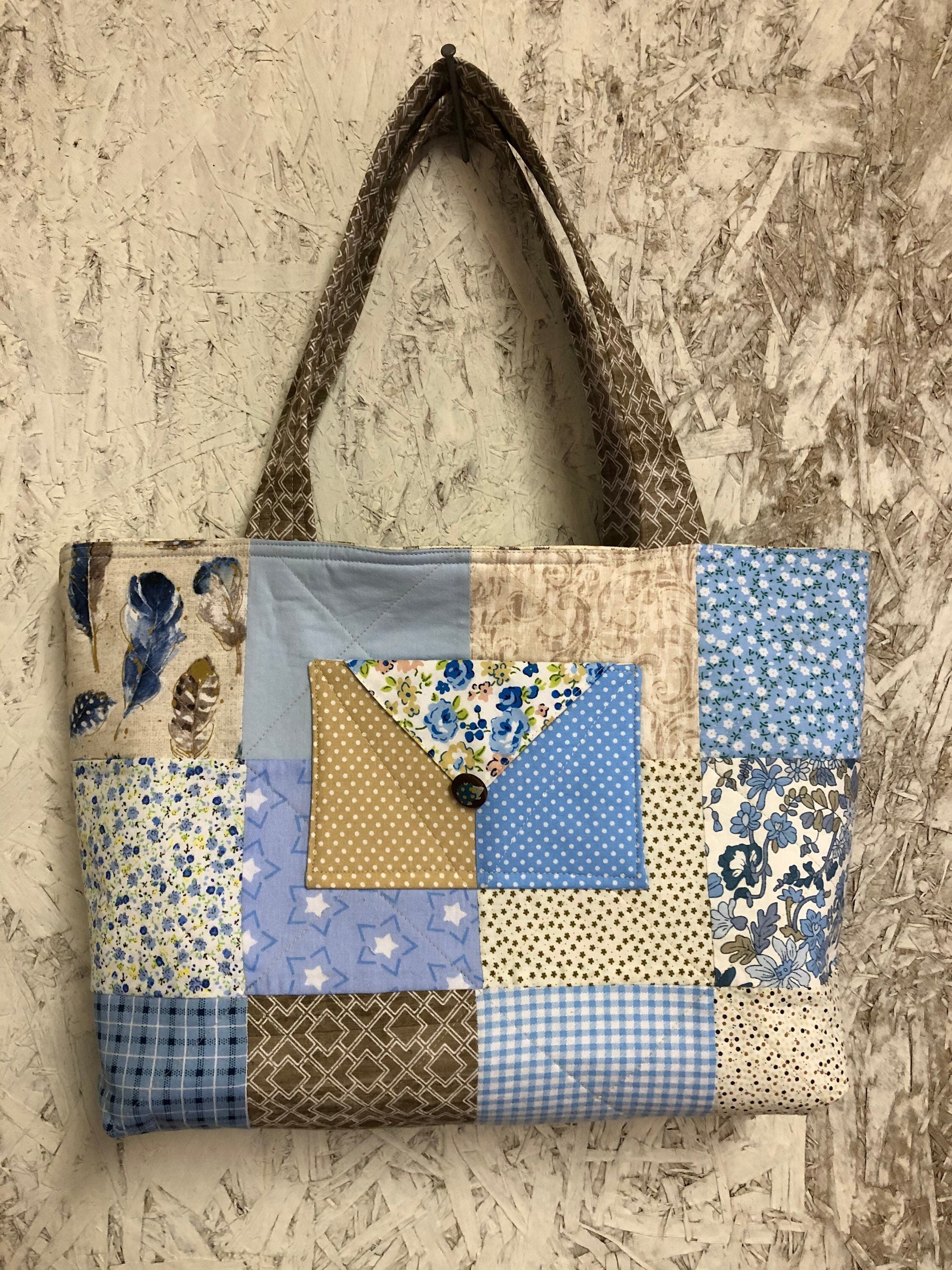 Quilted Patchwork Tote Bag with Three Pockets Washable Large | Etsy