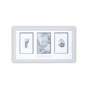 My Tiny Prints - Newborn Baby Handprint and Footprint Photo Frame Kit with an Included Clean-Touch Ink Pad (Gray)