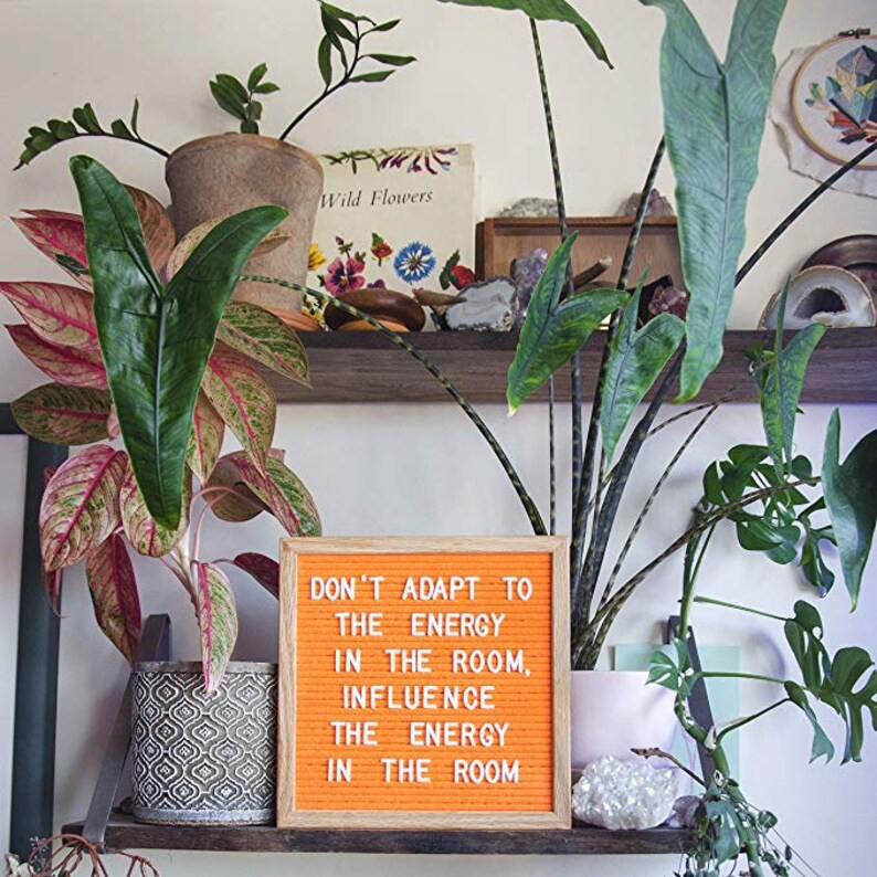Orange Felt Letter Board Set – Handmade Oak Frame, 300 White Letters Bild 2