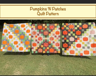 Modello per trapunta Pumpkins ‘N Patches: decorazioni autunnali adatte ai principianti (modello PDF)