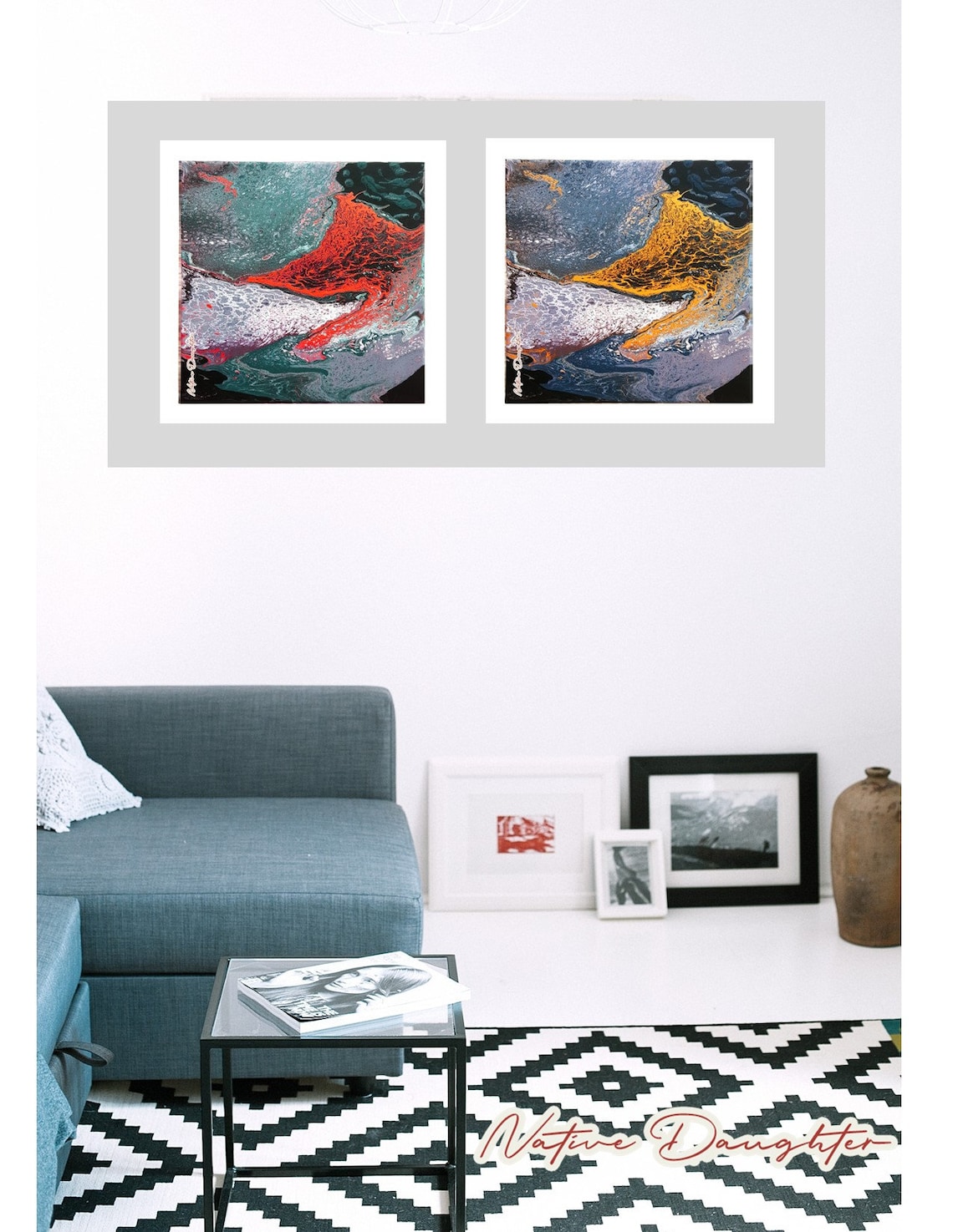 2 Piece Wall Art Digital Download Art Print Abstract Wall Etsy