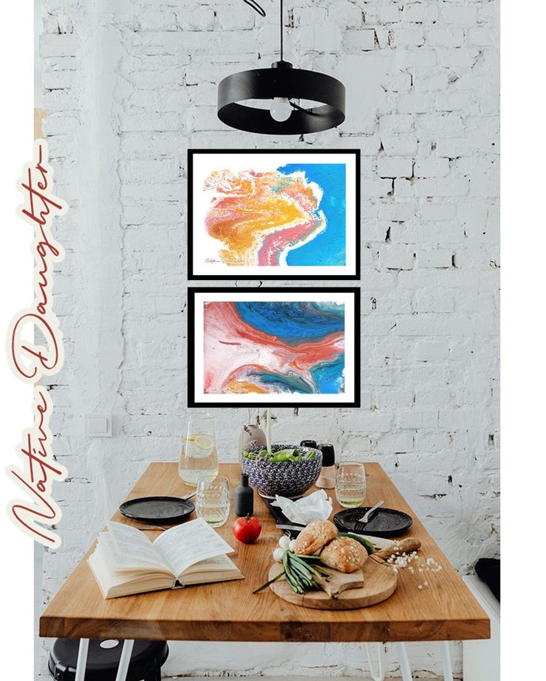 Ocean Floor A4 size Digital Download printable art abstract wall art fluid art print acrylic pour art print wall d\u00e9cor 3 piece wall art