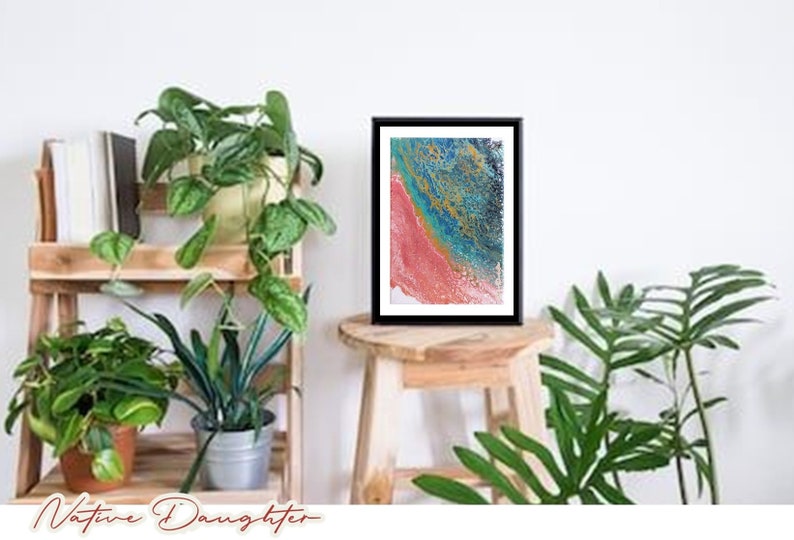 Ocean Floor A4 size Digital Download printable art abstract wall art fluid art print acrylic pour art print wall d\u00e9cor 3 piece wall art
