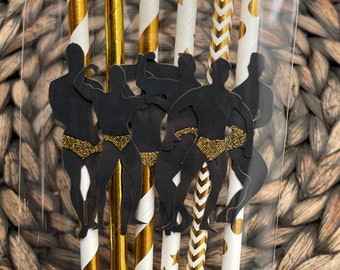 6 Pack Male Stripper Straws, Bachelorette Party Decor, Stripper Straws