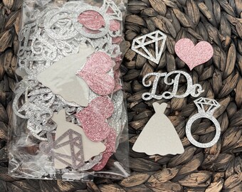 Wedding Confetti 200pc, Ring - Dress - I Do - Heart - Diamond Confetti, Engagement Party Confetti