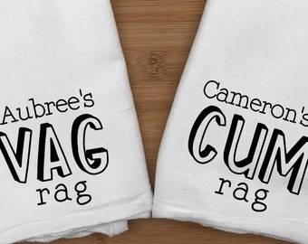 Personalized Name Vag Rag and Cum Rag Set clean up Towel Gag Gift