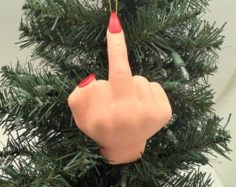 Middle Finger Ornament, Funny Christmas Ornament, Flip Off Ornament, White Elephant Gift, Funny Holiday Decor, Gag Gift