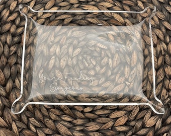Personalized Catch All Tray, Custom Jewelry Tray - Acrylic Tray - Engraved Catch All - Personlalized Tray - Monogram Tray - Bedroom Gift