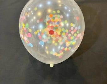 Clear Confetti Balloon, Rainbow Confetti, Party Balloon, Birthday, Baby Shower, Bachelorette Party