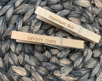 Engraved Clothes Pin - Personalized Clip - Engraved Clip - Chip Clip - Any Engraving