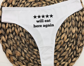 Five Stars Funny Thong – Will Eat Here Again, Cotton Spandex