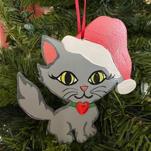 Christmas Ornament Grey Cat