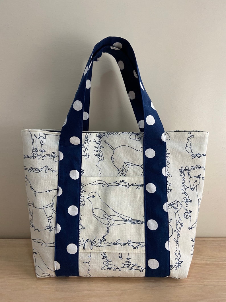 Floral Tote Bag Tote Bag w Pockets Blue Tote Bag Tote Bag Red Tote Bag