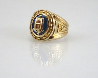 1953 10K Gold Class Ring Art Deco Style - Bastian Bros New