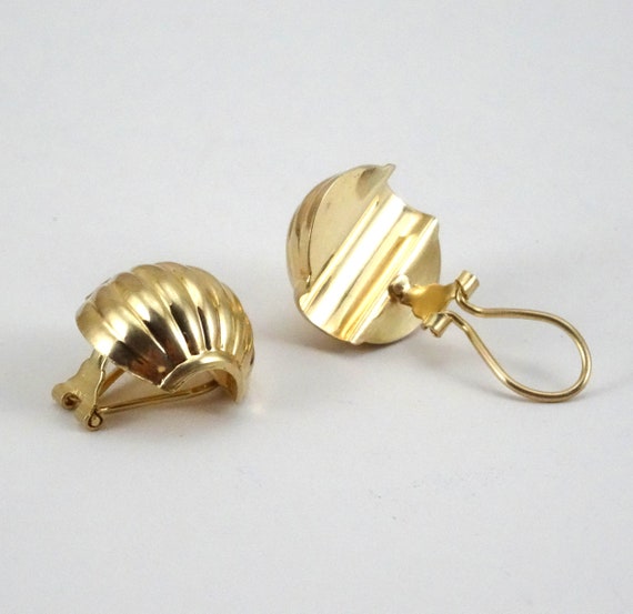 14K Seashell Earrings Michael Anthony Clip-on Sol… - image 3